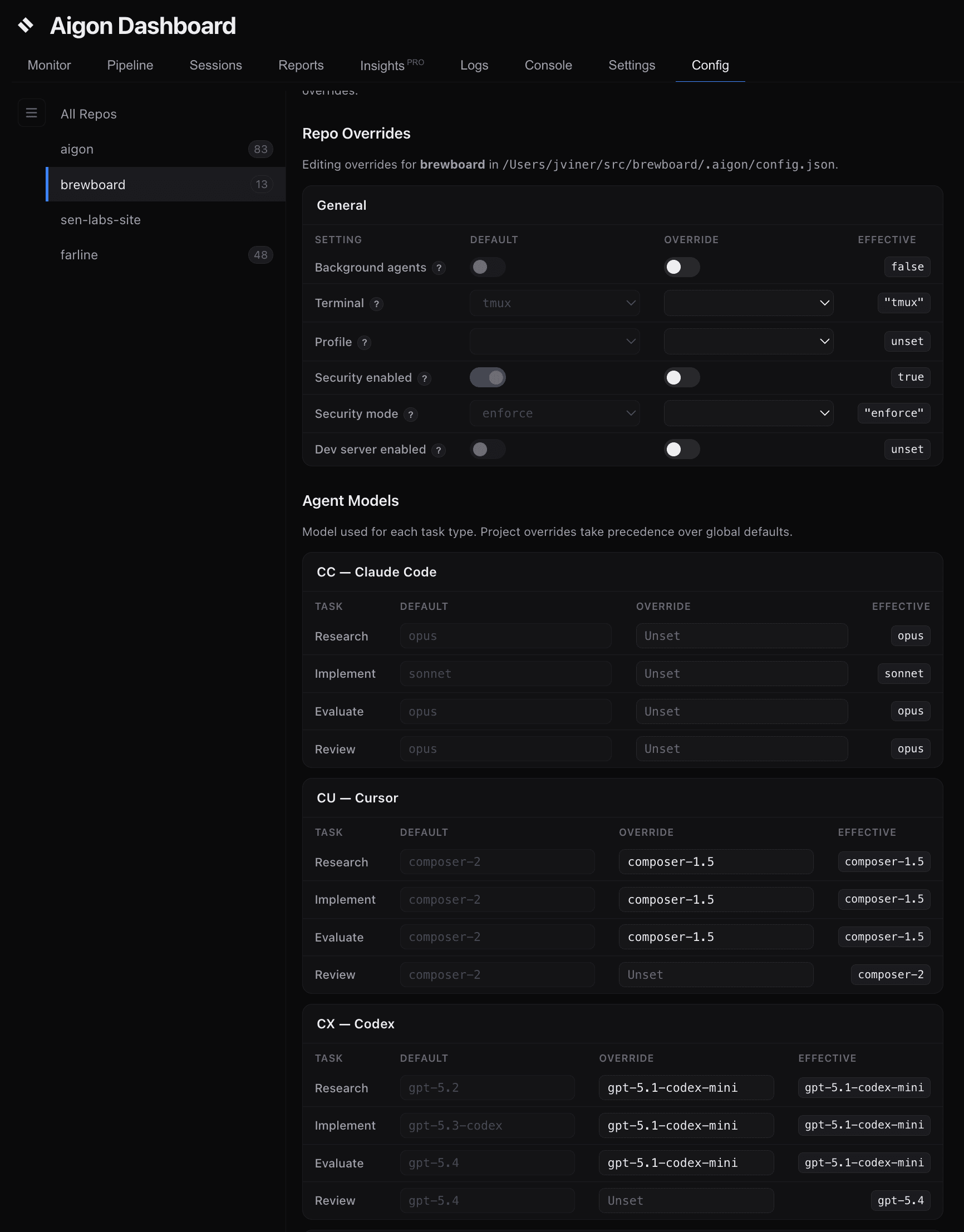 Configuration UI